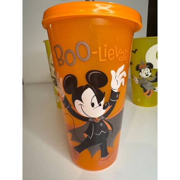 Disney Zak Halloween Cups Glow in Dark Set 4 Mickey Minnie 2 Lids Straws 2022 - Picture 8 of 14
